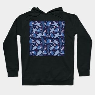 Ara Parrot Tropical Leaves Pattern Blue and Pink Hoodie